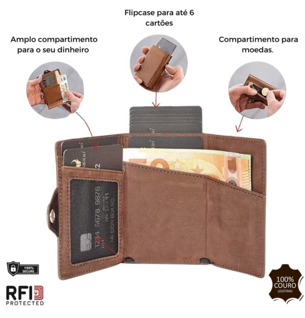Carteira Masculina em Couro Genuíno - Galdino - Imagem 2