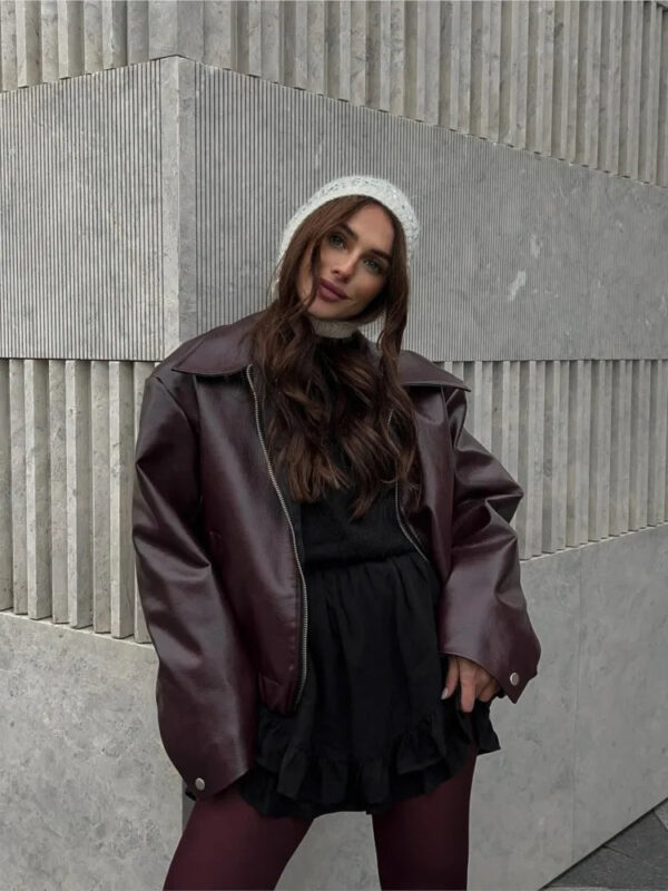Jaqueta Feminina de Inverno em Couro Genuino - EuroPro - Imagem 8