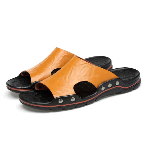 Sandália Masculina em Couro Genuino - Nathaniel Flat - Imagem 6