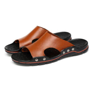Sandália Masculina em Couro Genuino - Nathaniel Flat