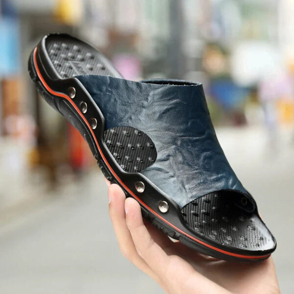 Sandália Masculina em Couro Genuino - Nathaniel Flat - Imagem 10