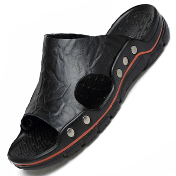 Sandália Masculina em Couro Genuino - Nathaniel Flat - Imagem 4