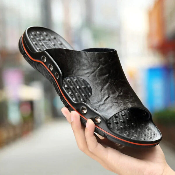 Sandália Masculina em Couro Genuino - Nathaniel Flat - Imagem 5