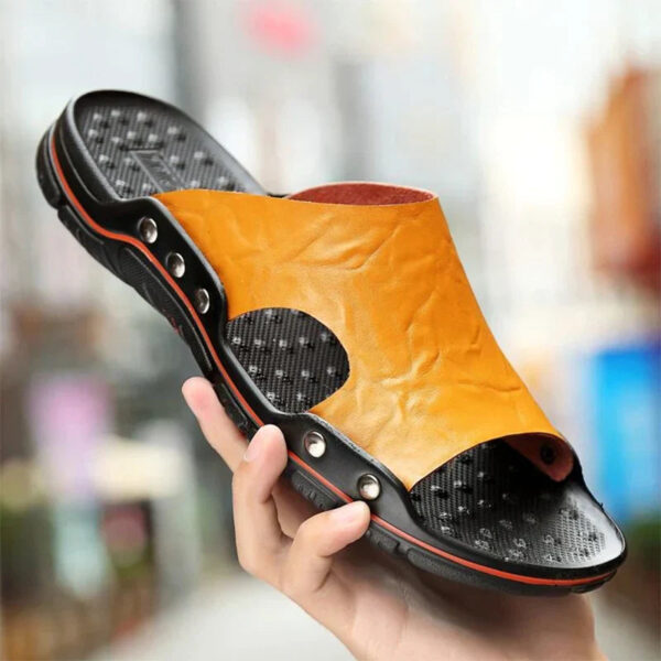 Sandália Masculina em Couro Genuino - Nathaniel Flat - Imagem 8