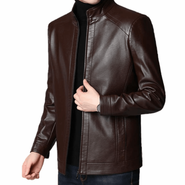 Jaqueta Masculina de Couro Genuino - Valentino Dourado - Imagem 2