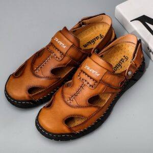 Sandália Masculina em Couro Genuino - Leonard Vinci