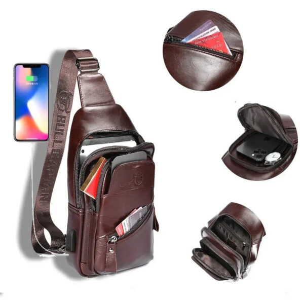 Bolsa de Ombro Masculina Transversal em Couro Genuino - Black Jack - Imagem 2