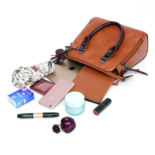 Kit Premium em Couro Genuino - Bolsa + Carteira + Carteira de Mão + Necessaire de Brinde - Imagem 5
