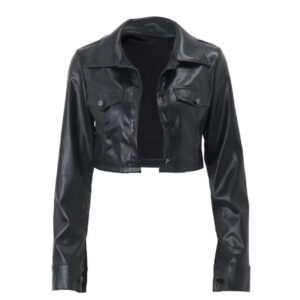 Jaqueta Feminina Cropped  em Couro Genuino - Clarice Premium