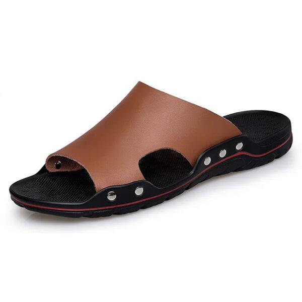 Sandália Masculina em Couro Genuino - Hermez Flet