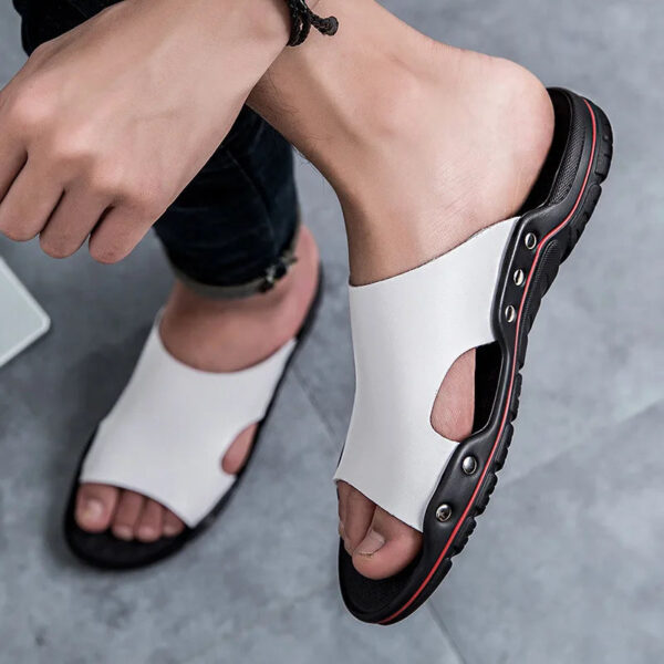 Sandália Masculina em Couro Genuino - Hermez Flet - Imagem 7