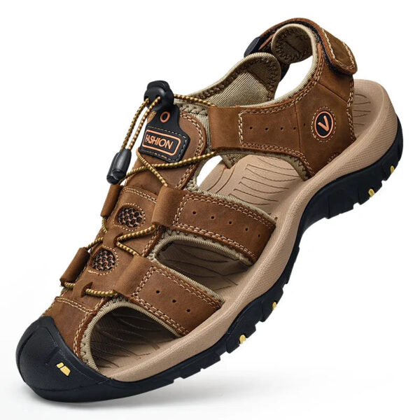 Sandália de Couro Masculina Genuino - Premium Sand