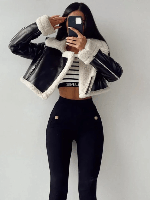 Jaqueta Feminina de Inverno em Couro Genuino - Hermez Europa - Imagem 3