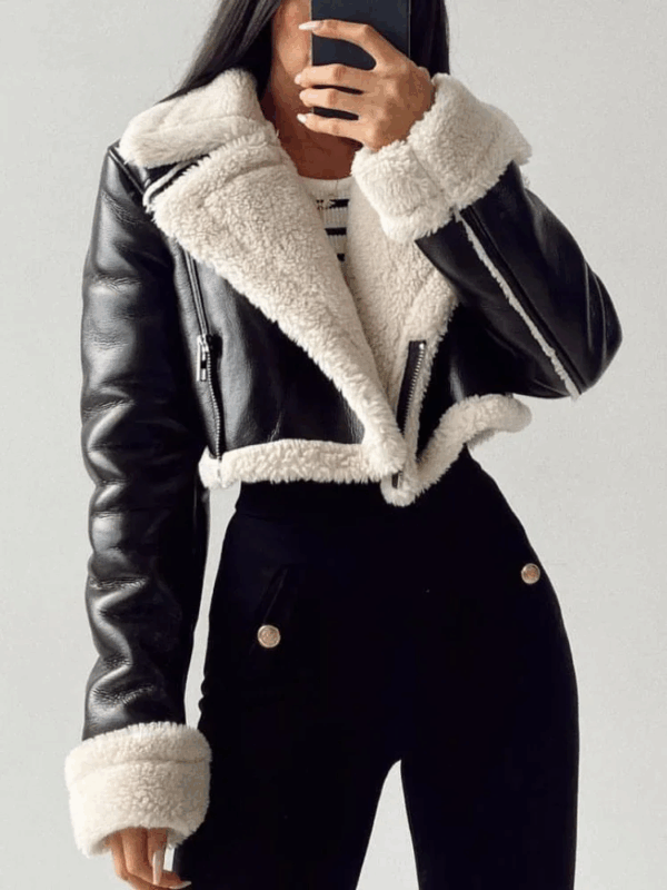 Jaqueta Feminina de Inverno em Couro Genuino - Hermez Europa - Imagem 2